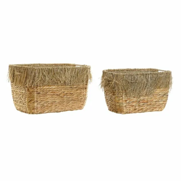 Juego de cestas natural flecos