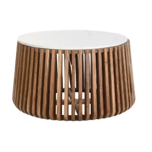 Mesa de centro de mármol y madera de mango