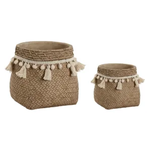 Set de Maceteros Marrón Claro Cemento Tropical