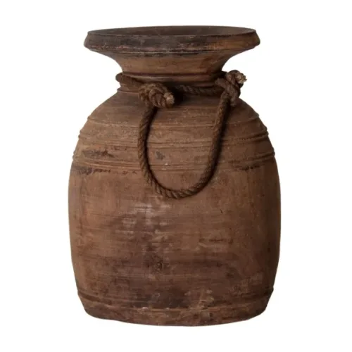 Jarrón étnico de madera de teca