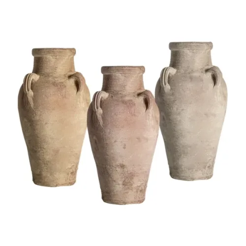 Ánfora de arcilla artesanal marrón envejecida Kansara