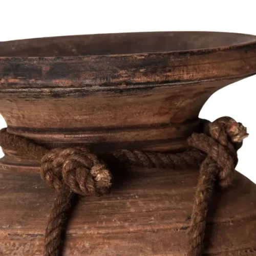 Jarrón étnico de madera de teca