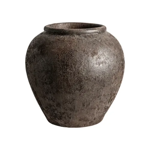 Jarrón de cerámica artesanal marrón Bloned
