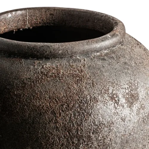 Jarrón de cerámica artesanal marrón Bloned