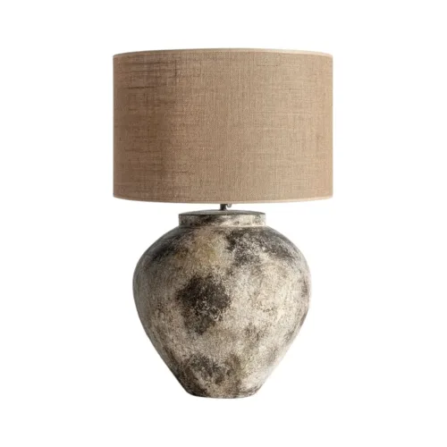 Lámpara de terracota y yute