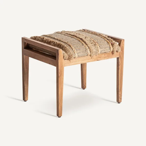 reposapiés de madera de mango y yute