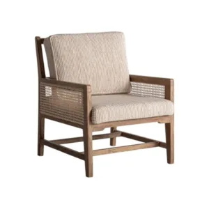 Sillón de madera de mango y ratán Romarand