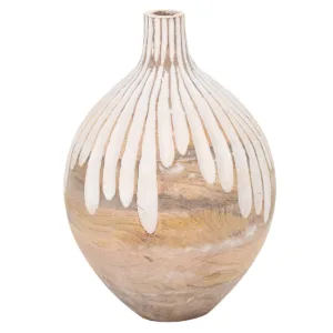 Jarrón madera blanco y marrón