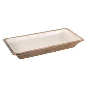 Bandeja de nácar y madera grande (2 uds)
