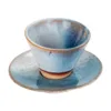 Plato con vaso gres (4 uds)