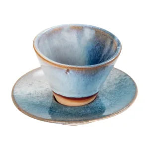 Plato con vaso gres (4 uds)