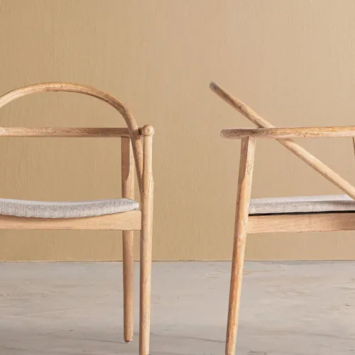 silla de madera de olmo y lino