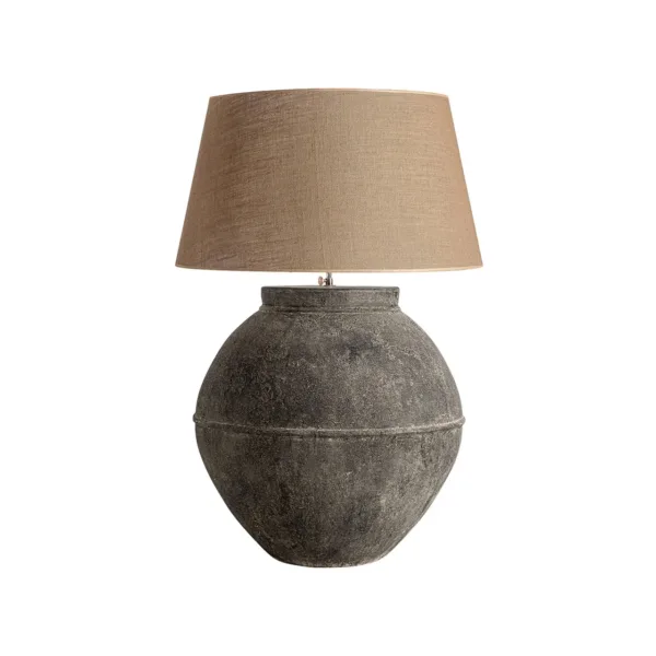 Lámpara de sobremesa de terracota y yute