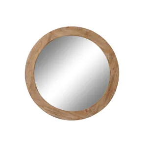 Espejo de pared redondo de madera