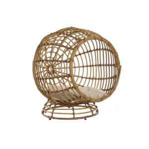 Cama para mascota en ratán sintético blanco natural | Calma Terra