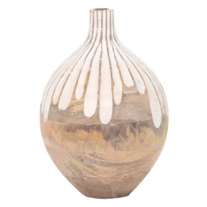 Jarrón madera blanco y marrón