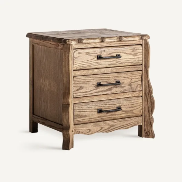 Mesita de noche de madera de olmo Brixton - Imagen 2