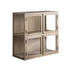 Vitrina de madera de olmo Masein de 85 cm en marrón