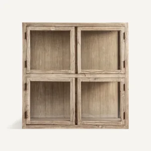 Vitrina de madera de olmo Masein de 85 cm en marrón