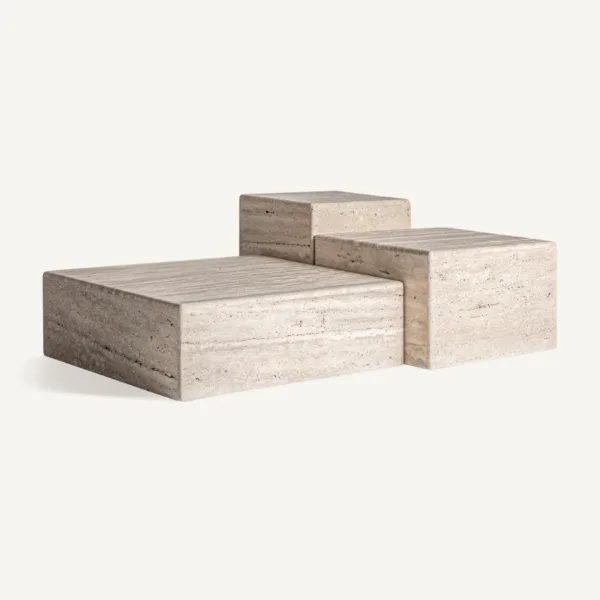Mesa de centro en piedra travertino Rapolano 60 cm - Imagen 4
