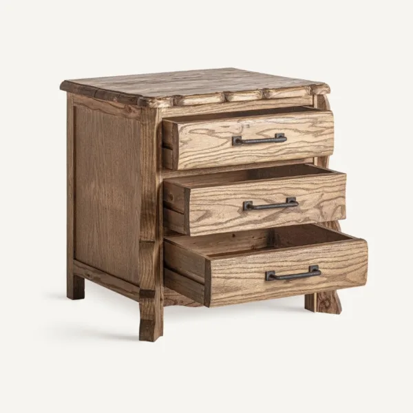 Mesita de noche de madera de olmo Brixton - Imagen 3