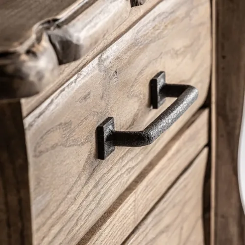 Mesita de noche de madera de olmo