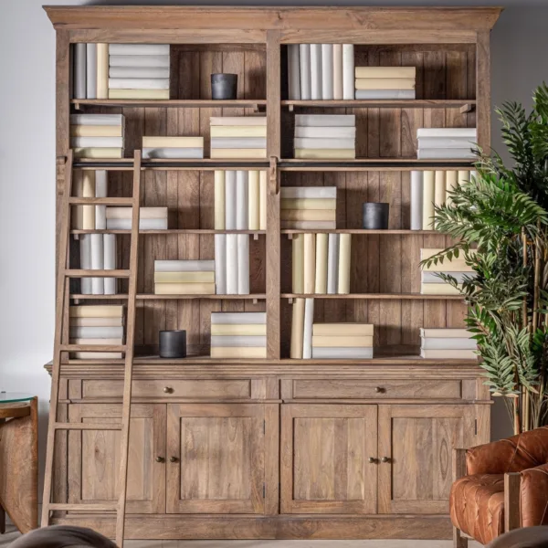 Librería de madera de mango Mandern 232 cm - Imagen 9