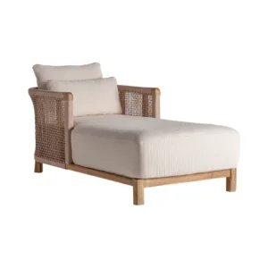 Chaise longue de exterior de teca y cuerda