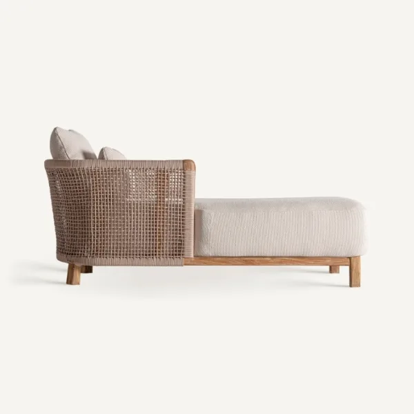 Chaise longue de exterior de teca y cuerda Trena - Imagen 3
