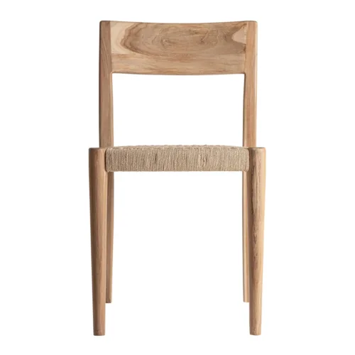 silla de fibra natural y madera de teca Caen