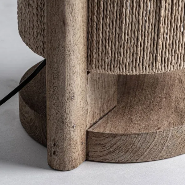 Lámpara de sobremesa de madera y rafia Jacquard - Imagen 2