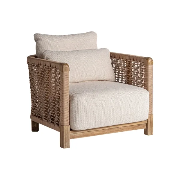Sillón de exterior de teca y cuerda