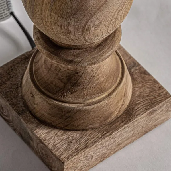 Lámpara de mesa de madera de mango y algodón - Imagen 2