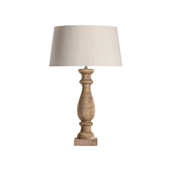 Lámpara de mesa de madera de mango y algodón