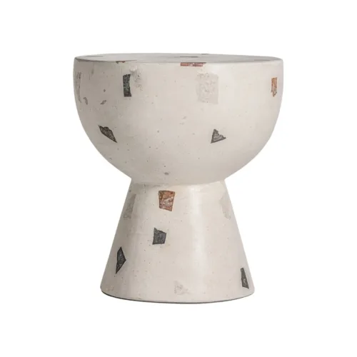 mesa auxiliar de terrazo blanco