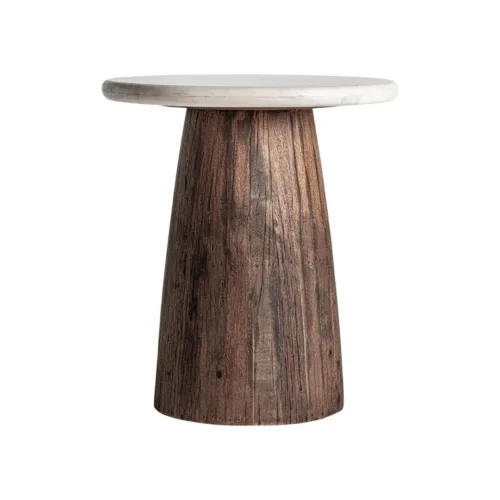 mesa auxiliar de madera y marmol