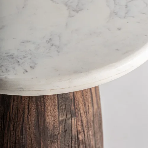 mesa de centro de madera y mármol