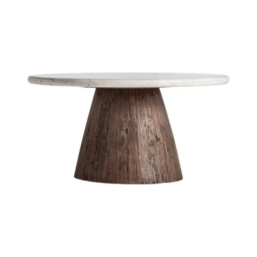 mesa de centro de madera y mármol