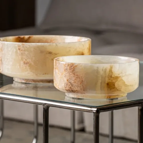 Centro de mesa en ónix marfil (Juego de 2)