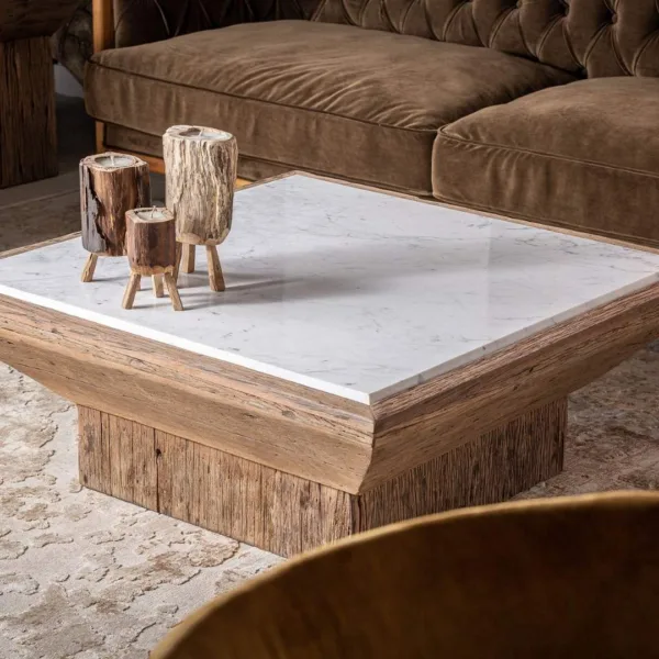 Mesa de centro Samsun de madera y mármol - Imagen 4