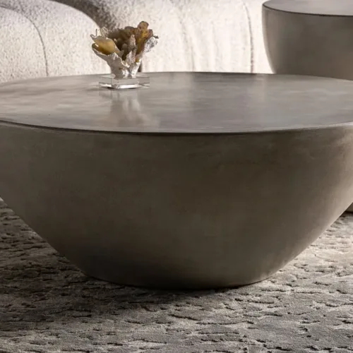 Mesa de centro redonda de cemento gris 90 cm Telfs