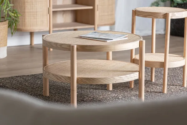 Mesa de centro Ikla de madera de fresno y ratán - Imagen 2