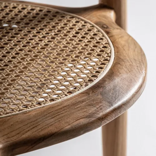 Silla de madera de teca y ratán Tostily
