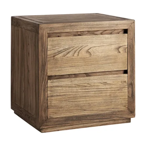 Mesita de noche Norvik de madera de olmo