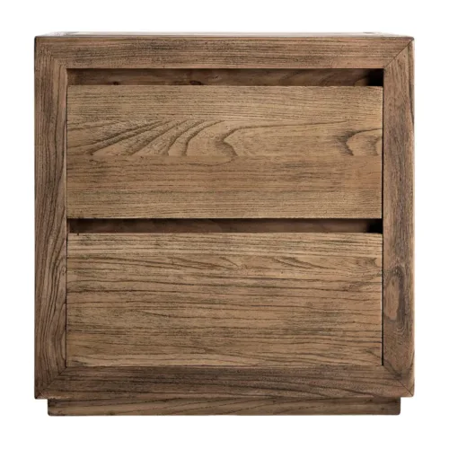 Mesita de noche Norvik de madera de olmo