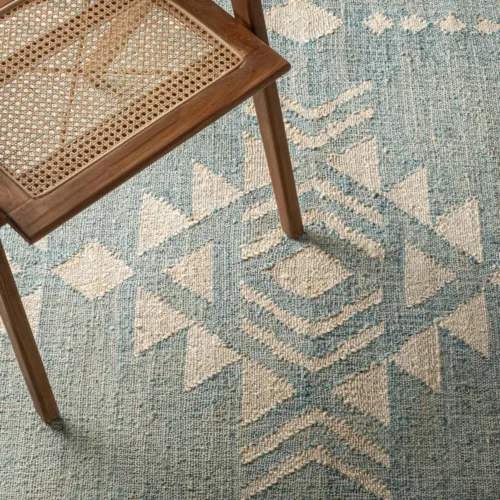 Alfombra de yute azul y beige 200x300 cm Kozakura