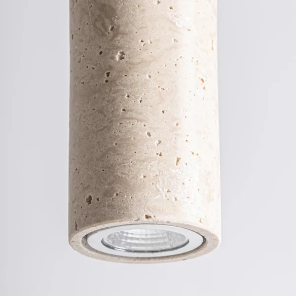 Lámpara de techo de travertino beige y madera - Imagen 3