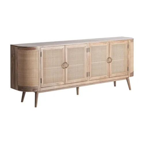 Aparador Beckley de madera de mango y ratán