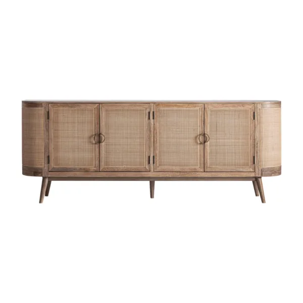 Aparador Beckley de madera de mango y ratán