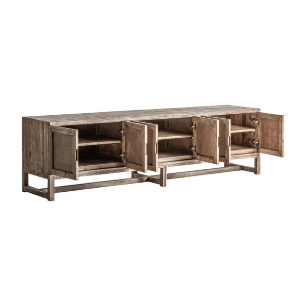 Mueble TV Byremo de madera de olmo (220cm) - Imagen 3